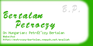 bertalan petroczy business card